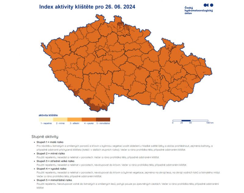 Aktivita klíšťat - klikněte pro zobrazení detailu
