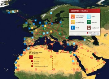 Mapa projektu DESERTEC - klikněte pro zobrazení detailu