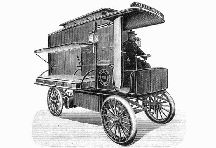 zobrazit detail snímku: Elektromobil z roku 1902 sloužící jako sanitka.