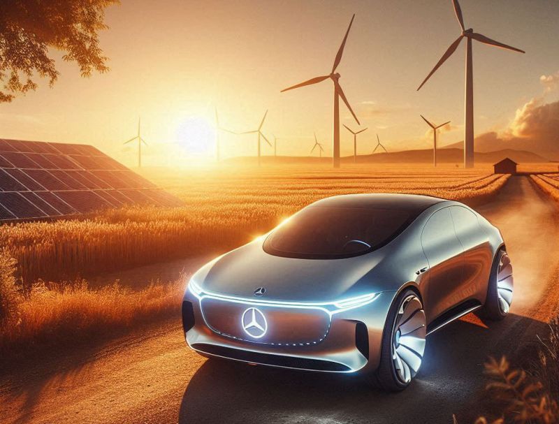 Představa budoucího elektromobilu Mercedes Benz podle AI. - klikněte pro zobrazení detailu