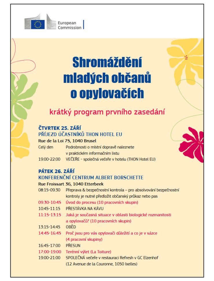 zobrazit detail snímku: Program první části „Shromáždění mladých občanů na téma opylovači“