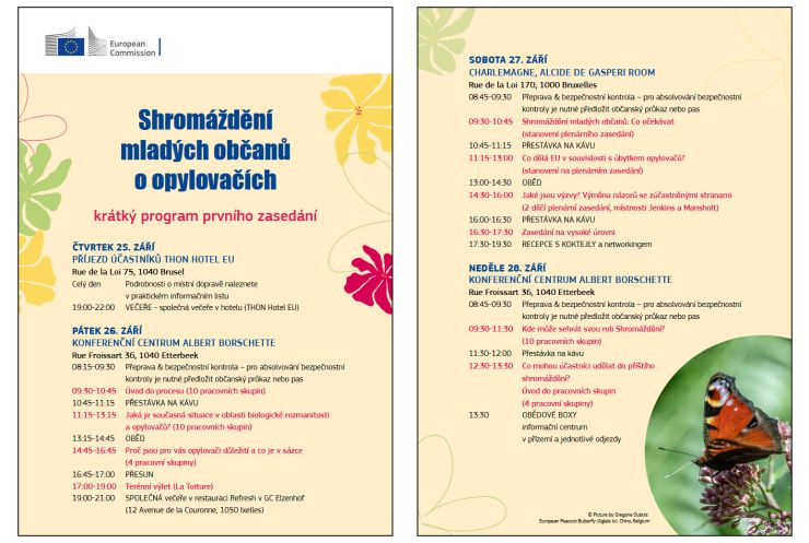 zobrazit detail snímku: Program první části „Shromáždění mladých občanů na téma opylovači“.