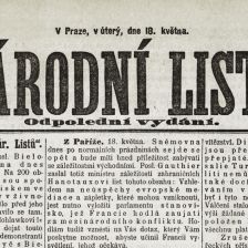 Titulní strana Národních listů v roce 1897.