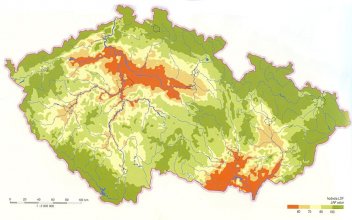 Vymezení oblastí ČR dle Langova dešťového faktoru - klikněte pro zobrazení detailu