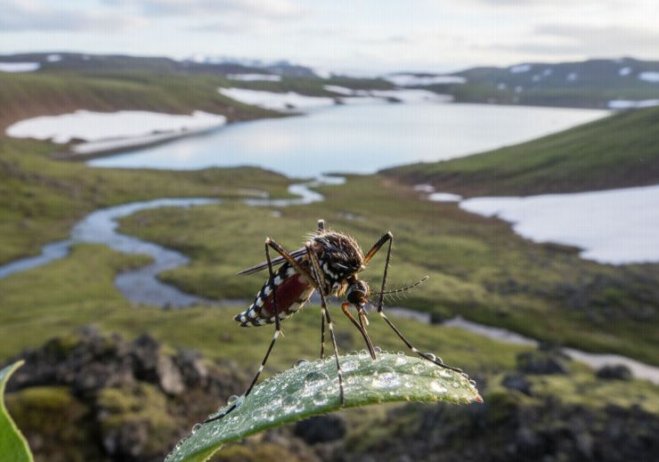 zobrazit detail snímku: Komár kroužkovaný (Culiseta annulata) na Islandu.