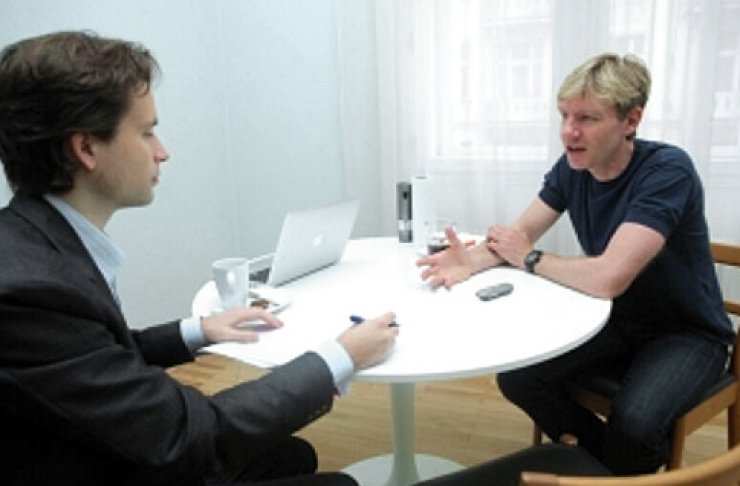 zobrazit detail snímku: Lomborg a Kovanda při rozhovoru