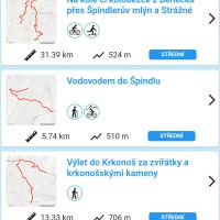 Appka Na kole a pěšky - trasy s konkrétním místem - klikněte pro zobrazení detailu