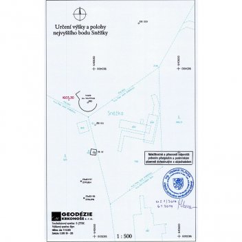 Nejvyšší bod Sněžky 1603,3 metrů - mapa - klikněte pro zobrazení detailu