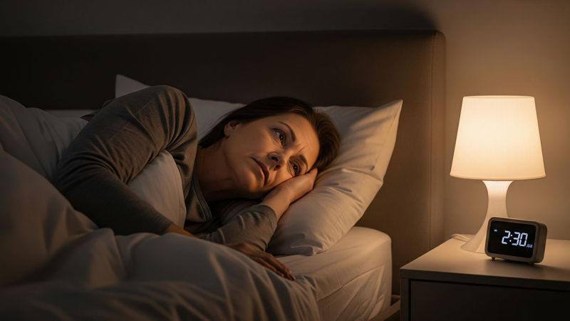 Nespavost – žena v posteli v noci - klikněte pro zobrazení detailu Nespavost – žena v posteli v noci - klikněte pro zobrazení detailu