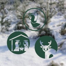 Koule s betlémem, andělem a jelenem - samolepky na okno