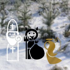 Mikuláš, čert a anděl - samolepky na okno