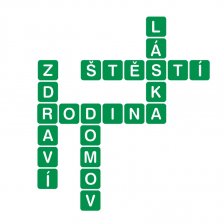 Nápis Rodina ve stylu Scrabble - samolepící nápis na stěnu