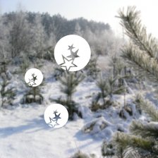 Vánoční koule s hvězdami - samolepky na okno