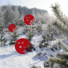Vánoční koule s vločkou a hvězdami - samolepky na okno