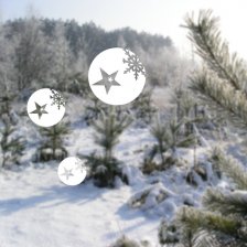 Vánoční koule s vločkou a hvězdou - samolepky na okno