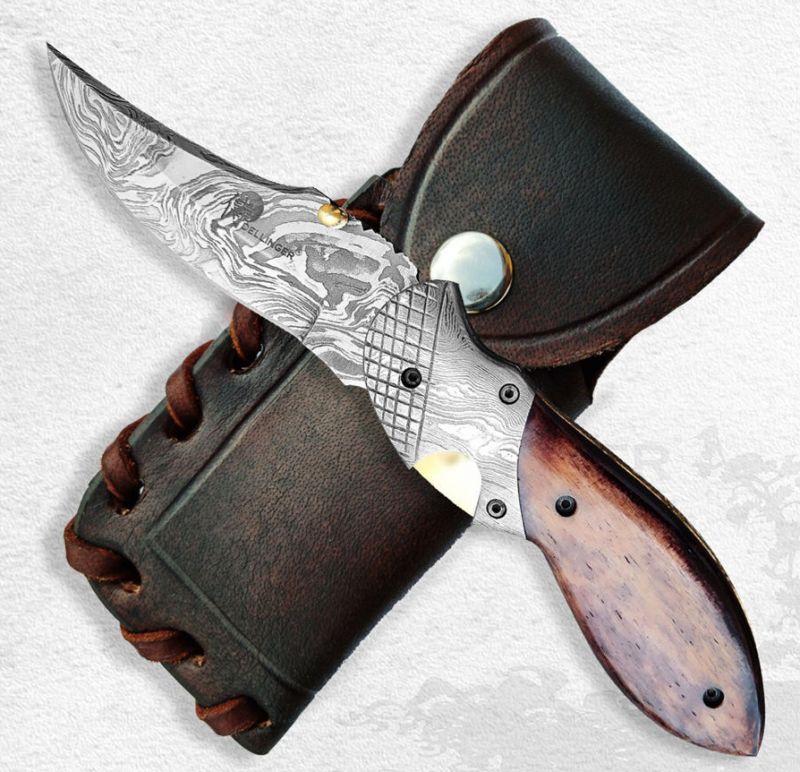 Lovecký zavírací nůž Dellinger Damascus Schnabel. - klikněte pro zobrazení detailu