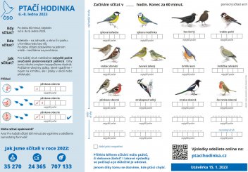 Formulář pro sčítání ptáků. - klikněte pro zobrazení detailu