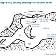 Náčrt dispozice obydlí U staré Barky