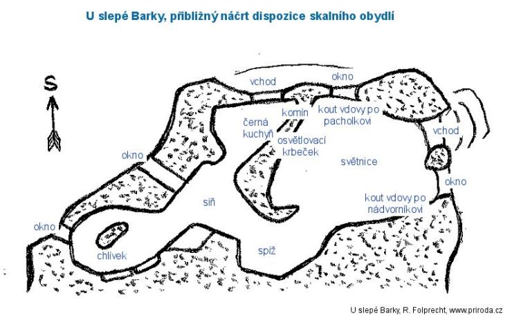 zobrazit detail snímku: Náčrt dispozice obydlí U staré Barky
