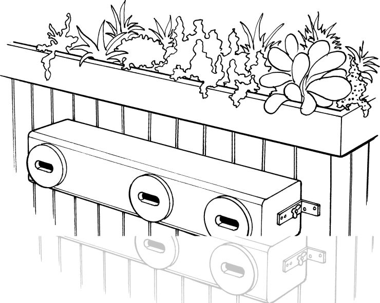 zobrazit detail snímku: různé příklady umístění dřevocementové budky pro rorýse na balkonu nebo okně