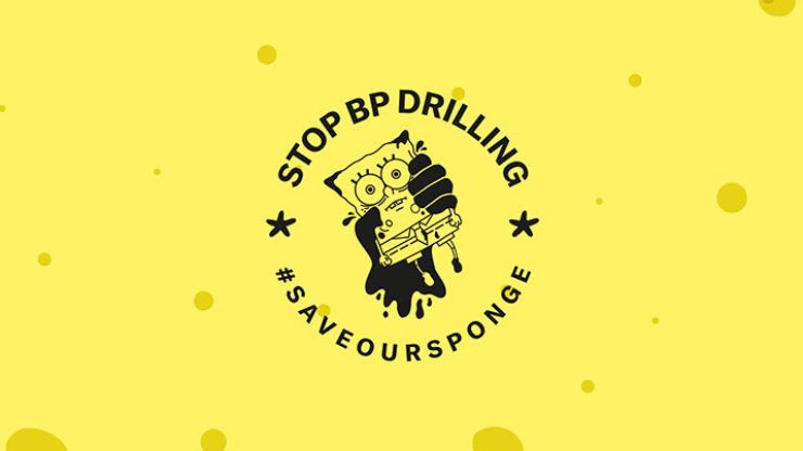 zobrazit detail snímku: Protestující Spongebob v kalhotách