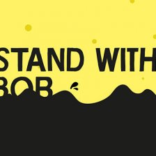 Protestující Spongebob v kalhotách