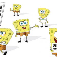 Protestující Spongebob v kalhotách