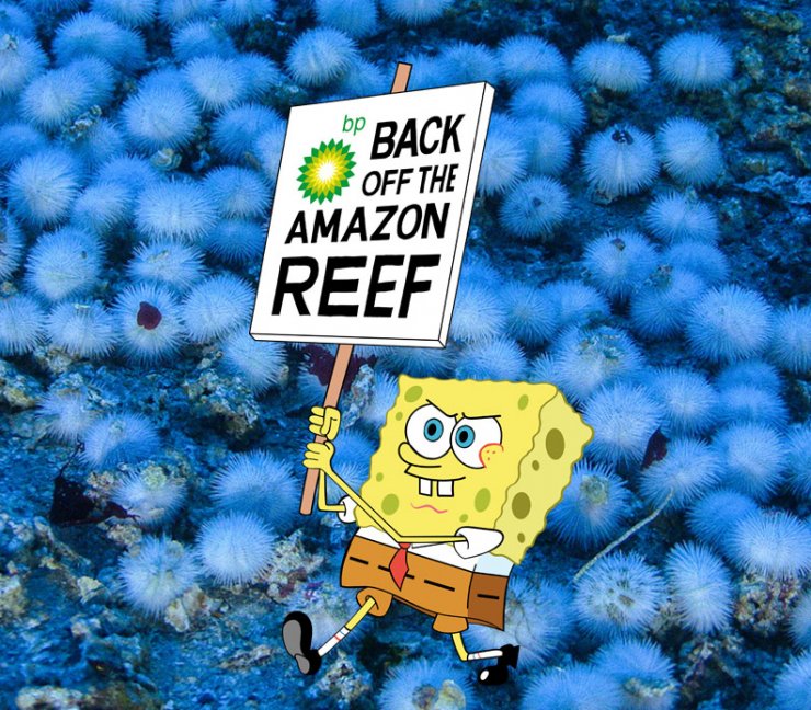 zobrazit detail snímku: Protestující Spongebob v kalhotách
