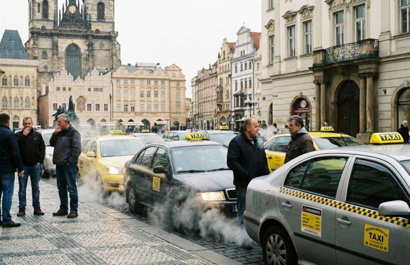Kouřící taxi v Praze. - klikněte pro zobrazení detailu